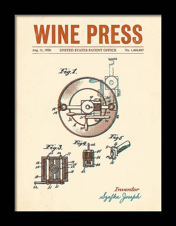Wine Press Retro Patent Us1468047a
