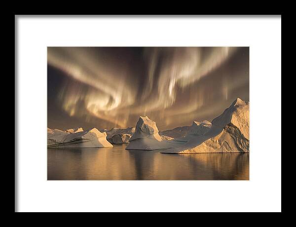 Winter Aurora Over Icebergs