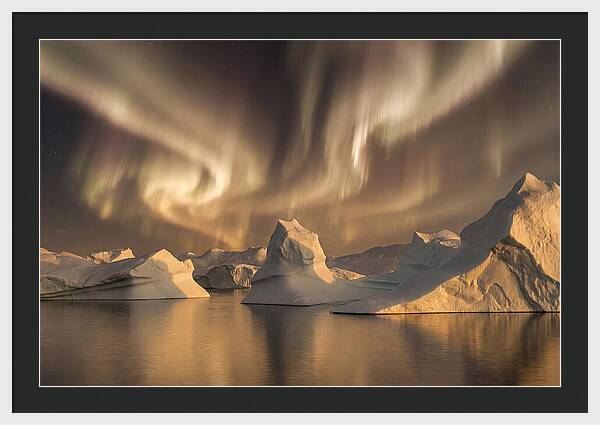 Winter Aurora Over Icebergs