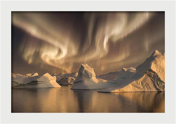 Winter Aurora Over Icebergs