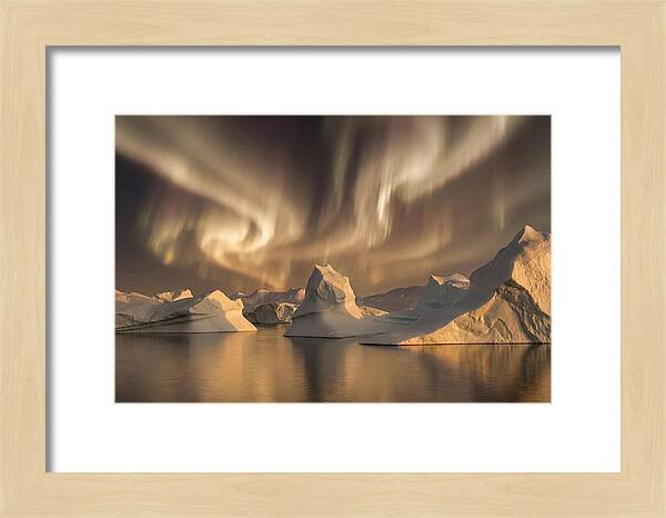 Winter Aurora Over Icebergs