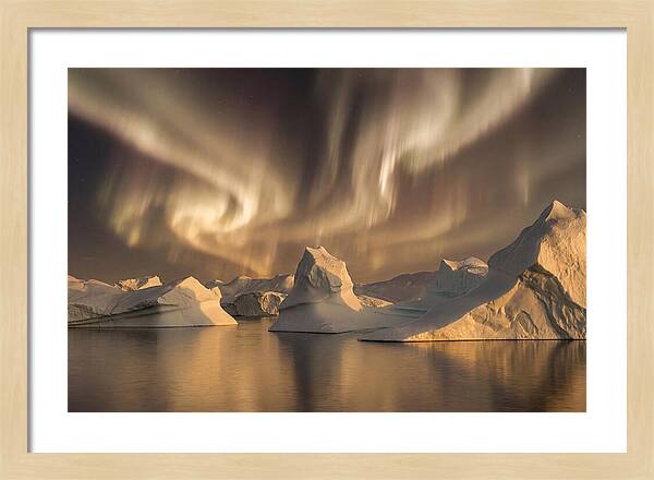 Winter Aurora Over Icebergs