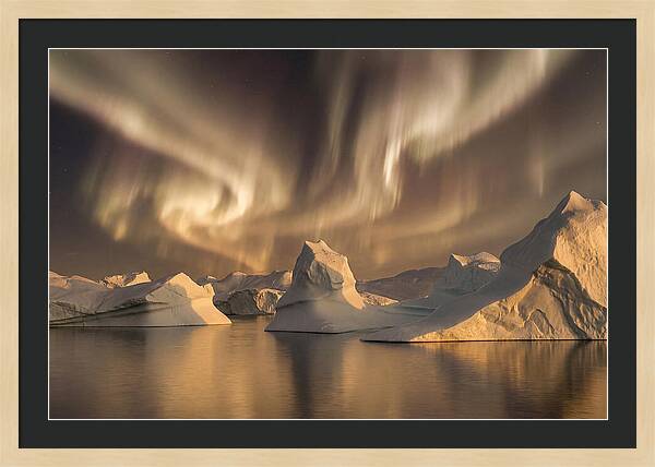 Winter Aurora Over Icebergs