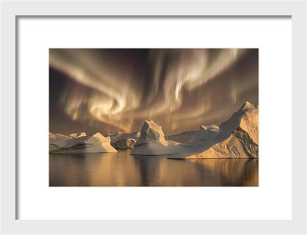 Winter Aurora Over Icebergs