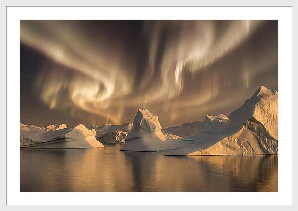 Winter Aurora Over Icebergs