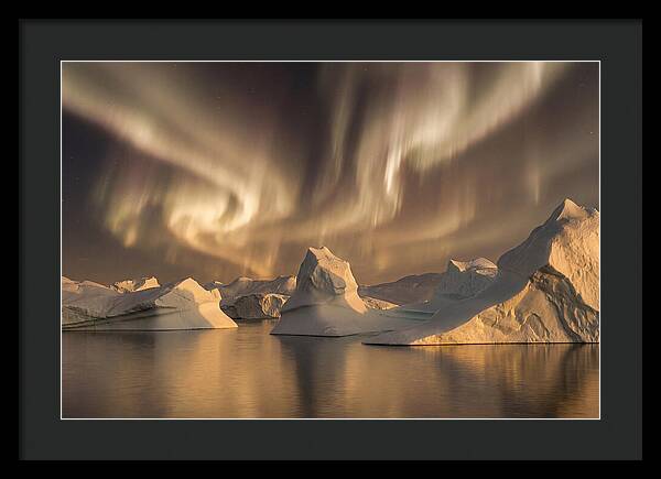 Winter Aurora Over Icebergs