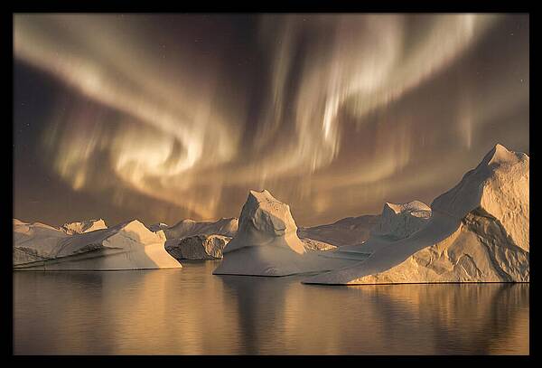 Winter Aurora Over Icebergs