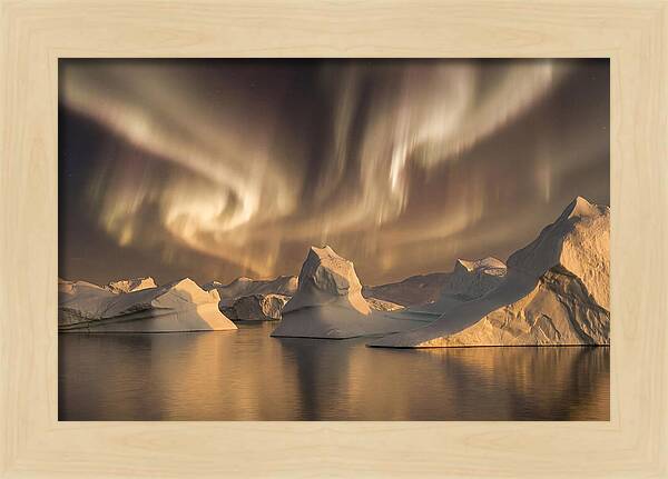 Winter Aurora Over Icebergs
