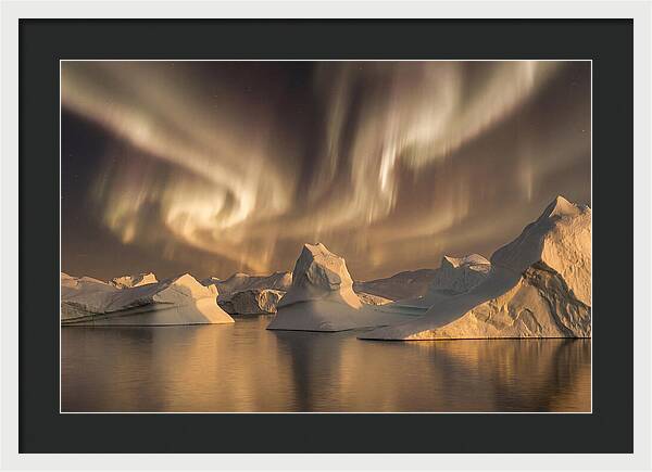 Winter Aurora Over Icebergs
