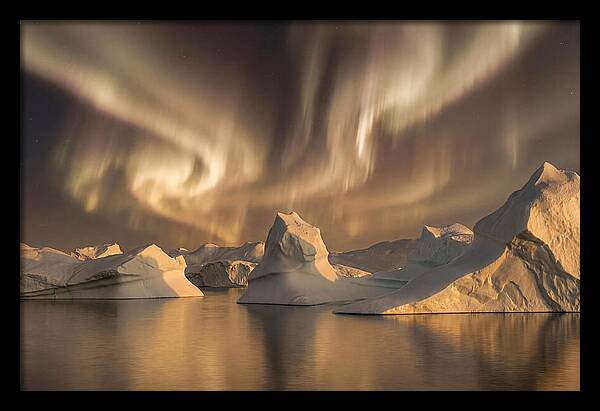 Winter Aurora Over Icebergs