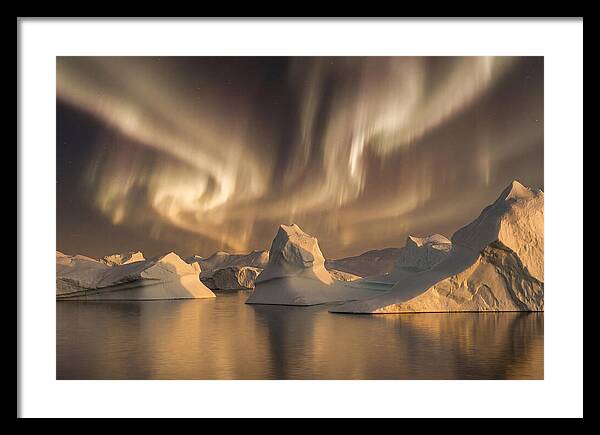 Winter Aurora Over Icebergs