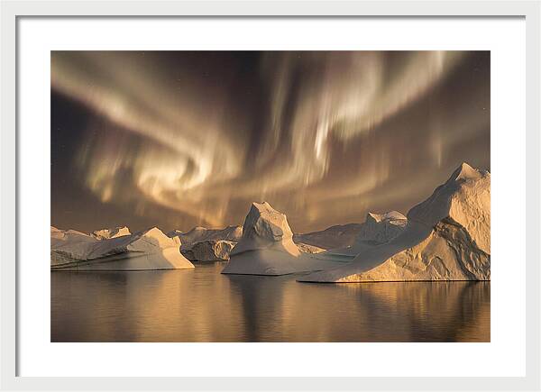 Winter Aurora Over Icebergs