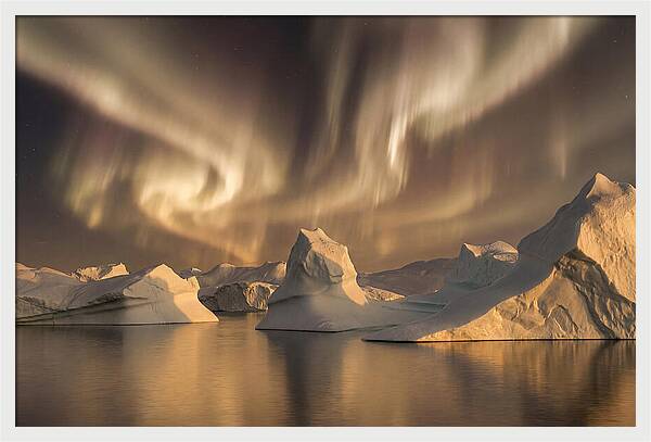 Winter Aurora Over Icebergs