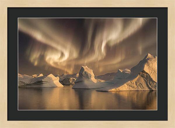 Winter Aurora Over Icebergs