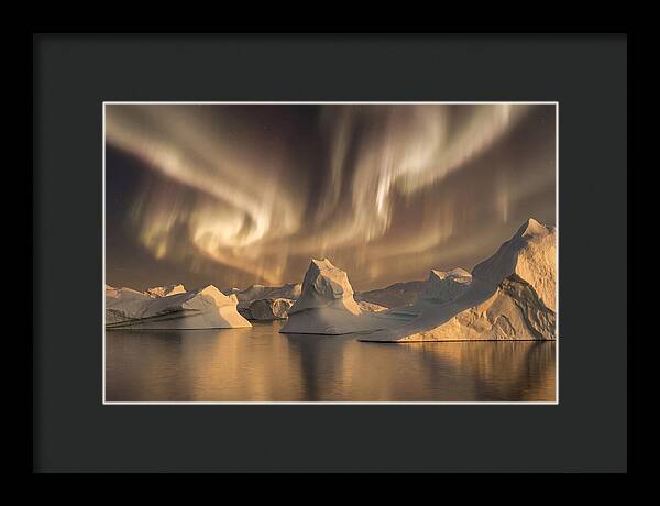 Winter Aurora Over Icebergs