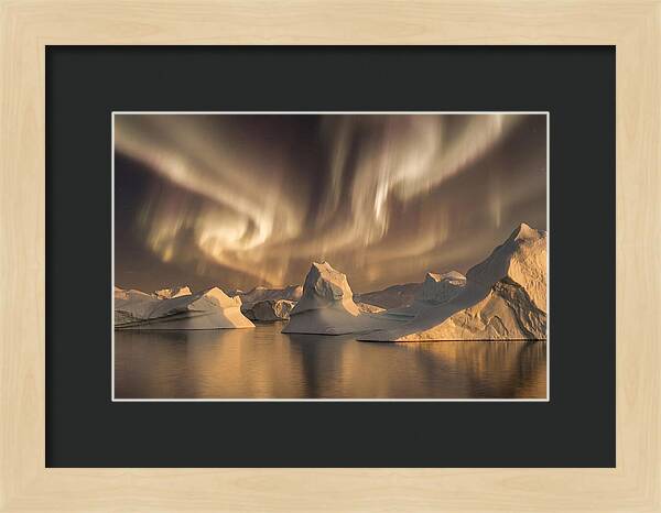 Winter Aurora Over Icebergs