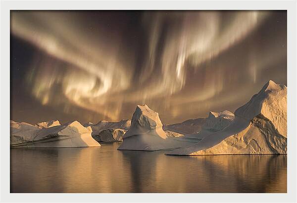 Winter Aurora Over Icebergs