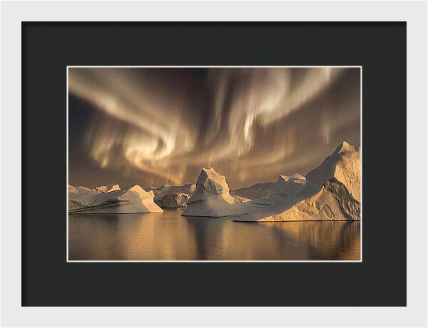 Winter Aurora Over Icebergs