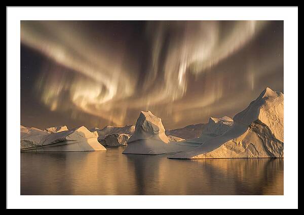 Winter Aurora Over Icebergs