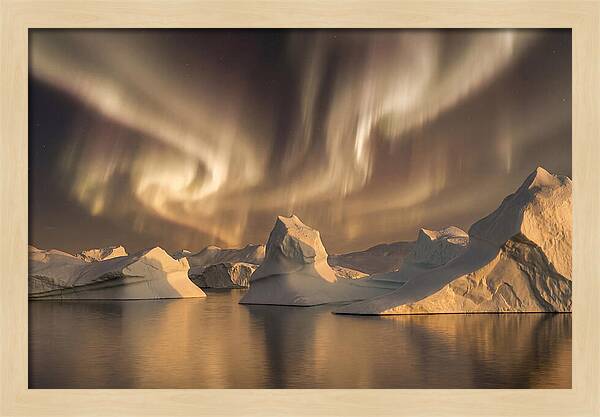 Winter Aurora Over Icebergs