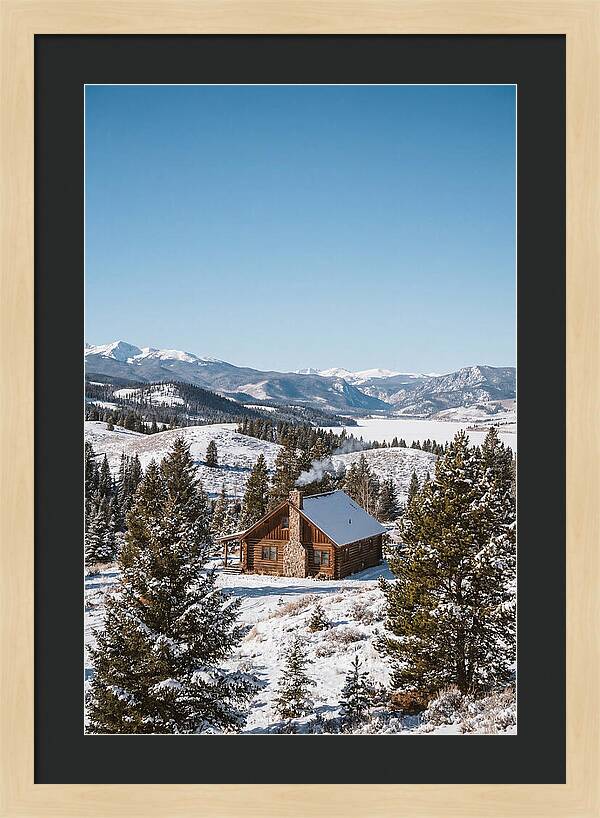 Winter Cabin With Smoke Rising