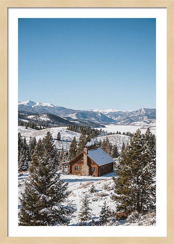 Winter Cabin With Smoke Rising