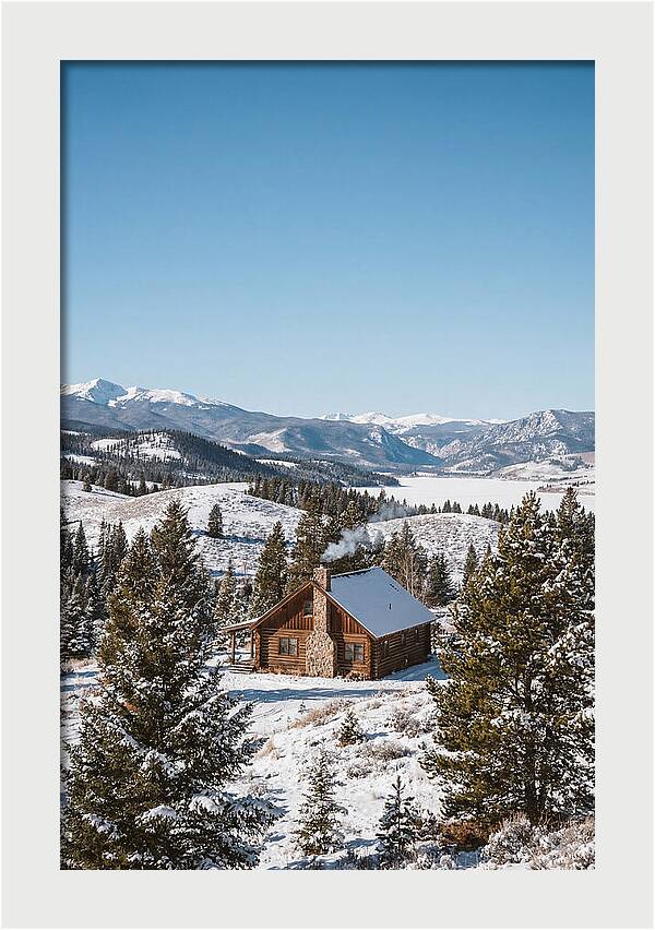 Winter Cabin With Smoke Rising
