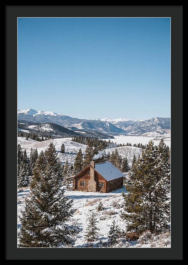 Winter Cabin With Smoke Rising