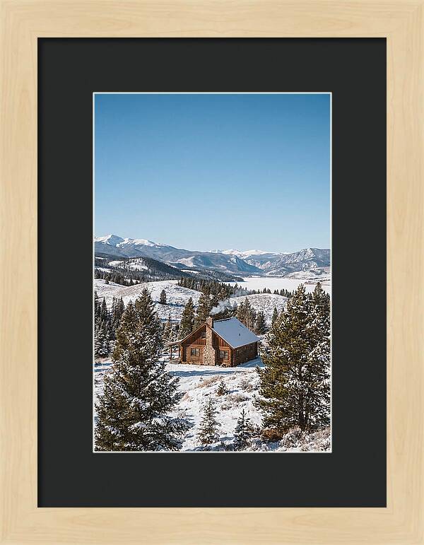 Winter Cabin With Smoke Rising