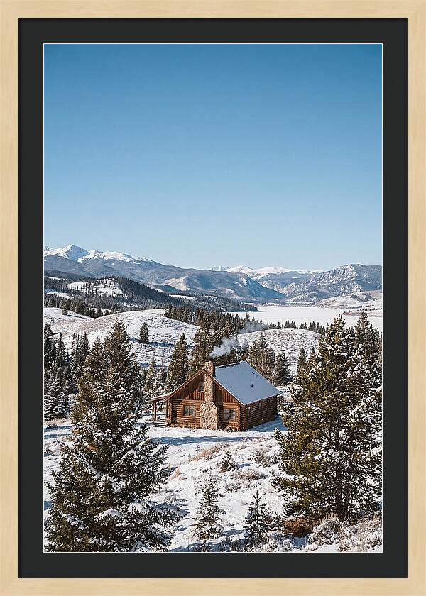 Winter Cabin With Smoke Rising