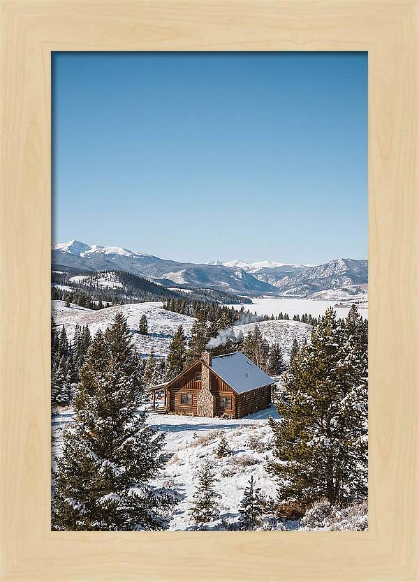 Winter Cabin With Smoke Rising