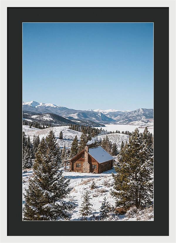 Winter Cabin With Smoke Rising