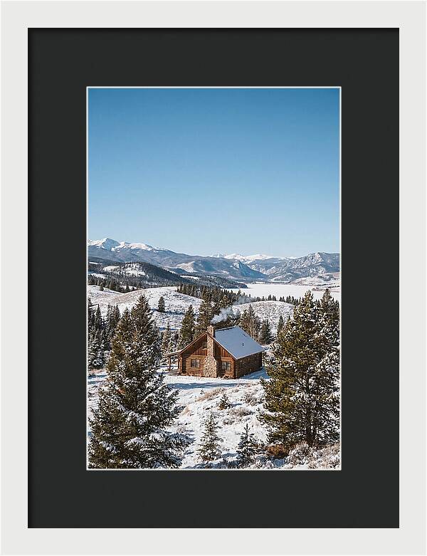 Winter Cabin With Smoke Rising