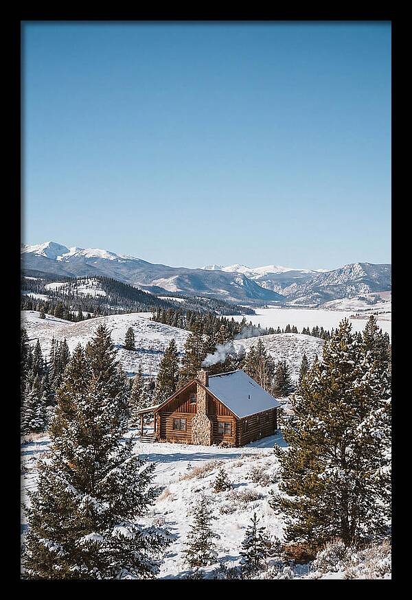 Winter Cabin With Smoke Rising