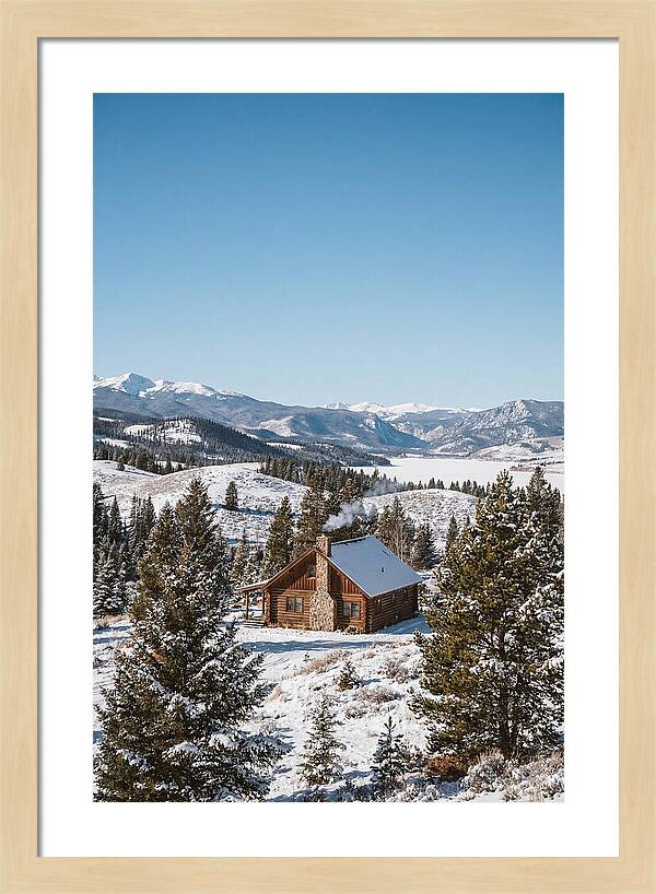 Winter Cabin With Smoke Rising