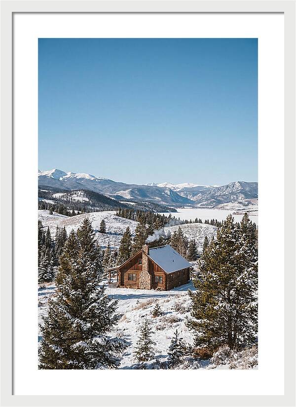 Winter Cabin With Smoke Rising