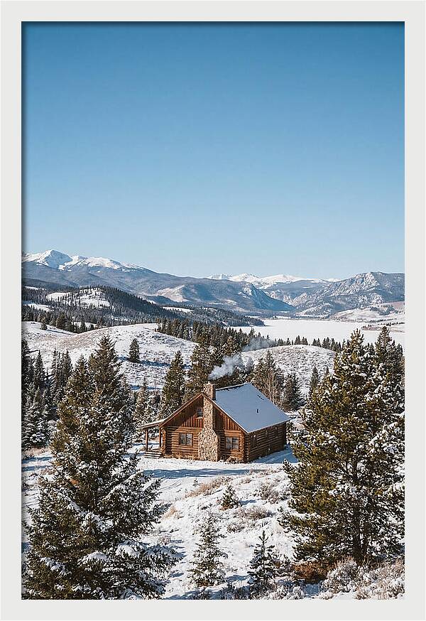 Winter Cabin With Smoke Rising