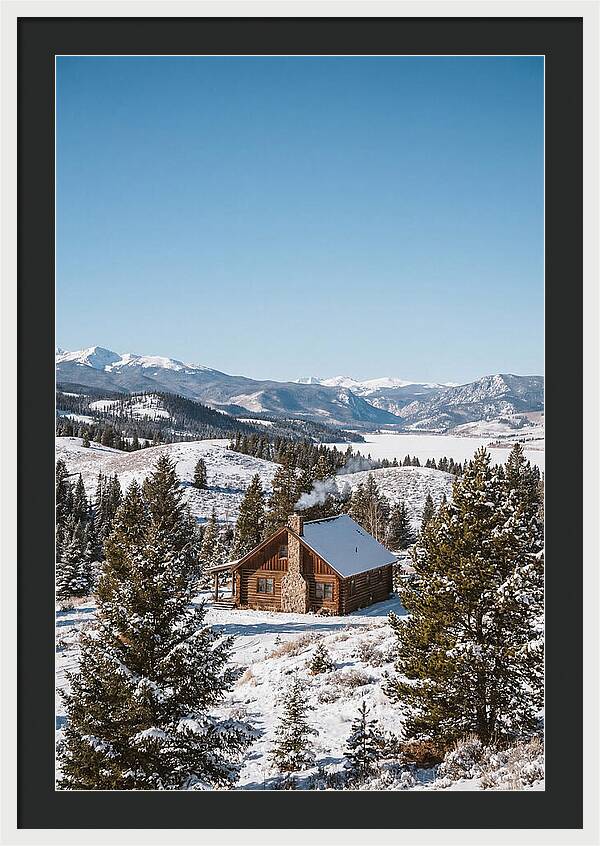 Winter Cabin With Smoke Rising