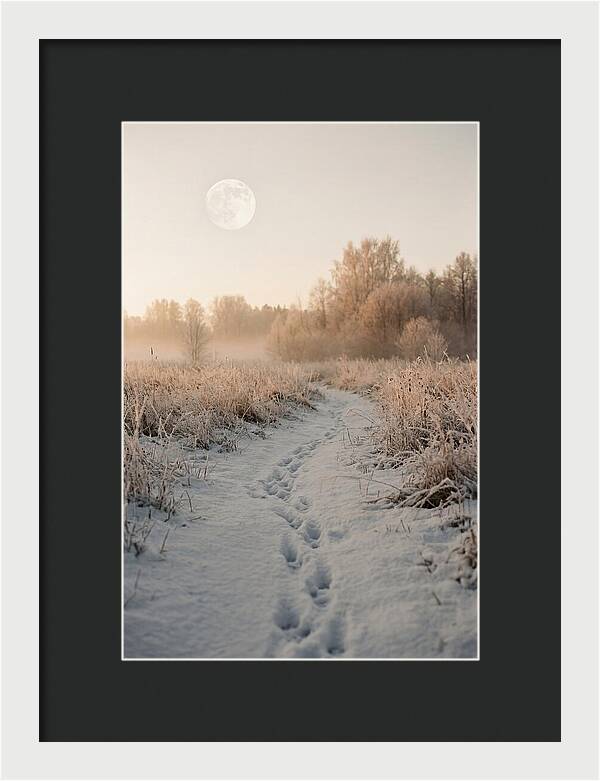 Winter Fox Tracks Under Moonlight