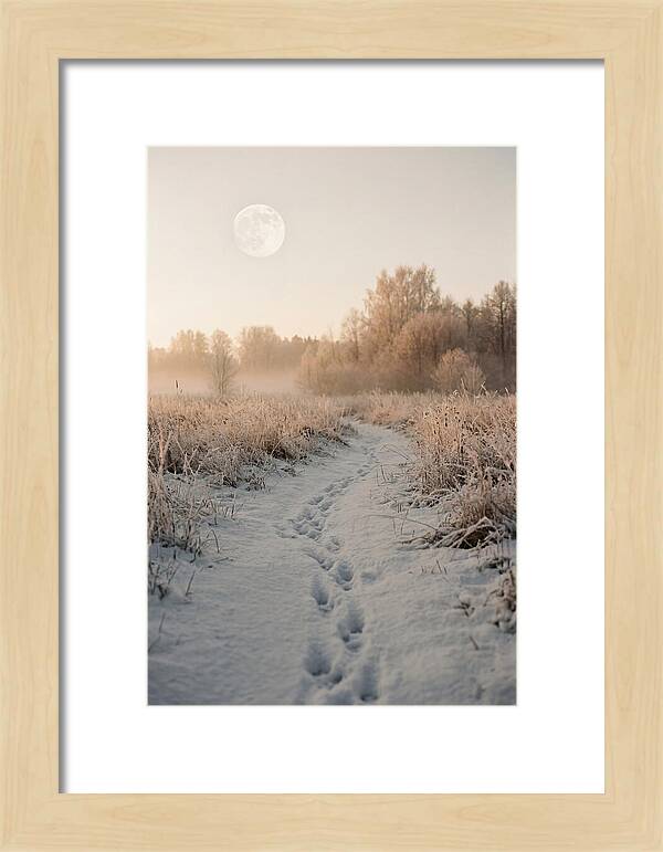 Winter Fox Tracks Under Moonlight