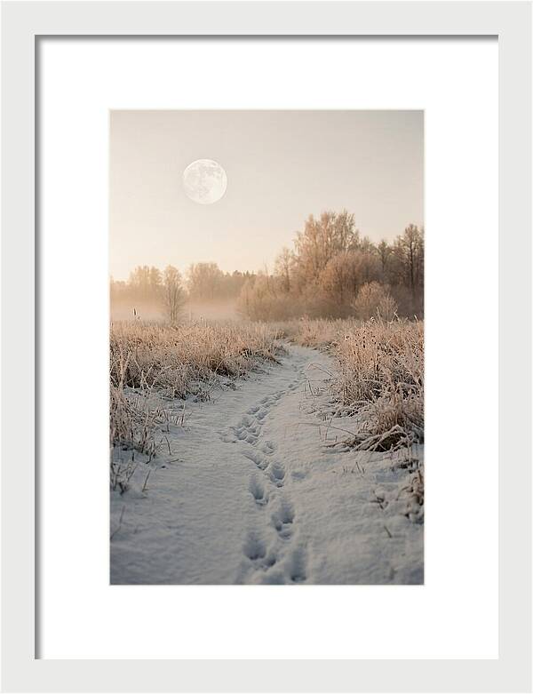Winter Fox Tracks Under Moonlight