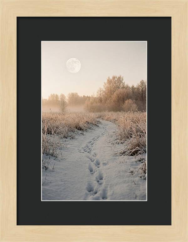 Winter Fox Tracks Under Moonlight