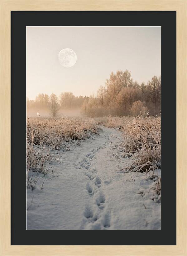 Winter Fox Tracks Under Moonlight