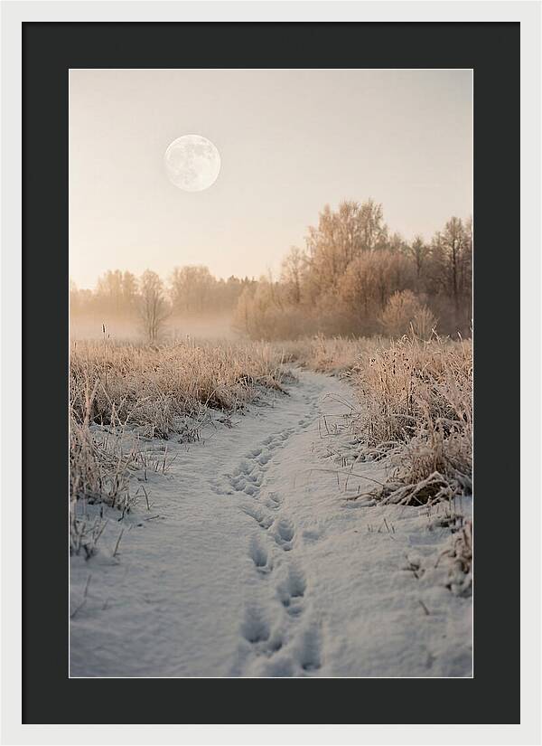 Winter Fox Tracks Under Moonlight