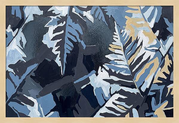 Winter Frozen Ferns On Glass