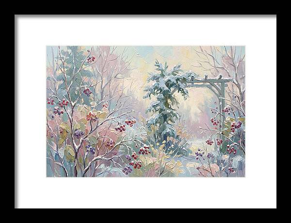 Winter Garden With Berries And Evergreen