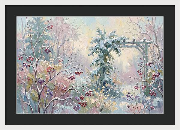 Winter Garden With Berries And Evergreen