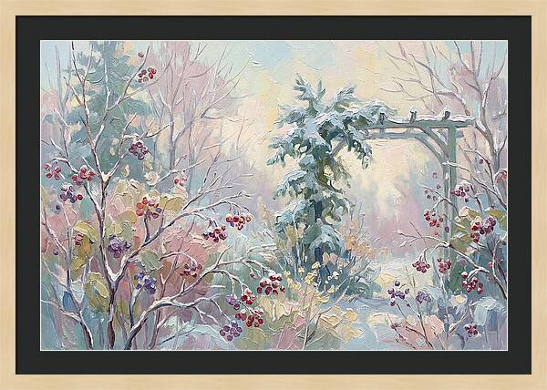 Winter Garden With Berries And Evergreen