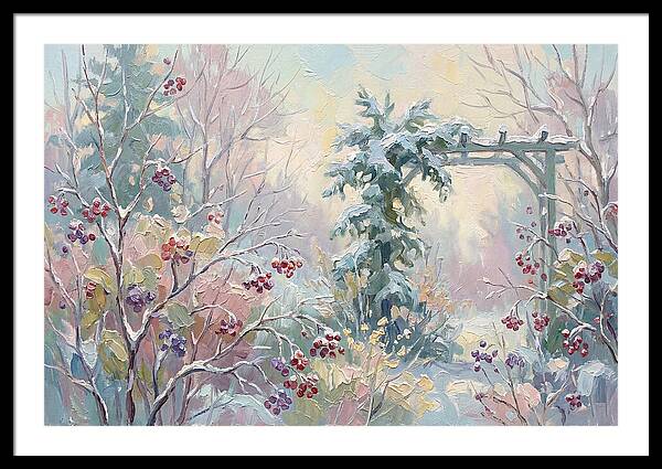 Winter Garden With Berries And Evergreen