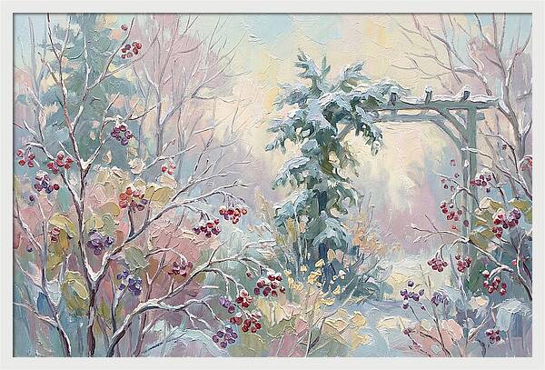 Winter Garden With Berries And Evergreen